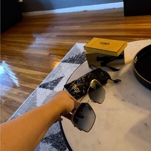 Fendi Black and Gold Sunglasses with Case